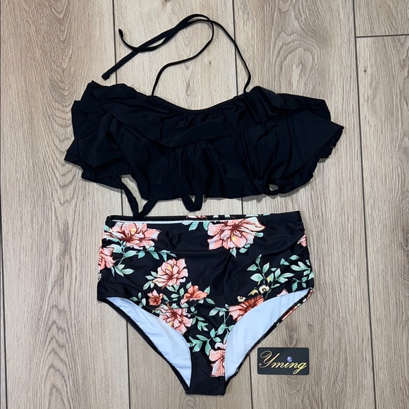Yming Other - NWT - Women’s Black High Waisted Floral Bikini Set (matching kids set available)